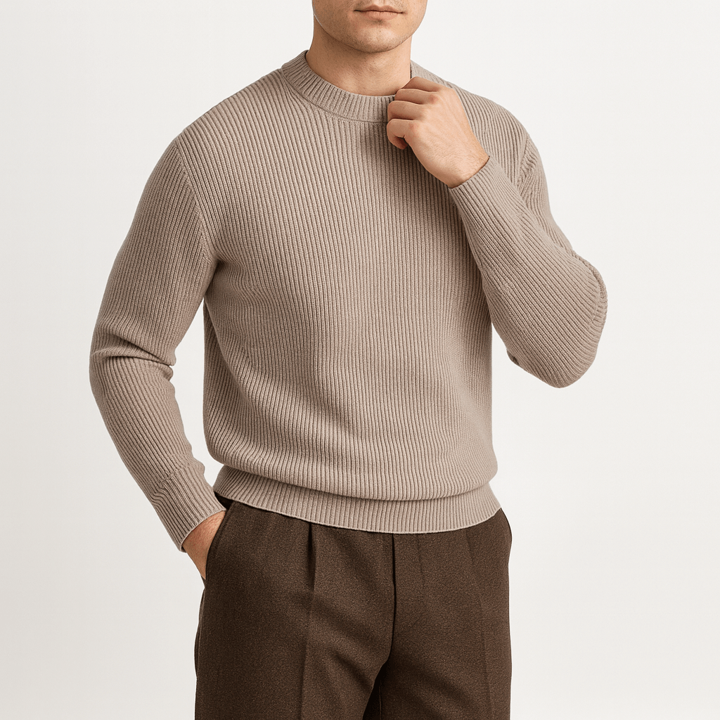 Unisex Wool Ribbed Knit Sweater