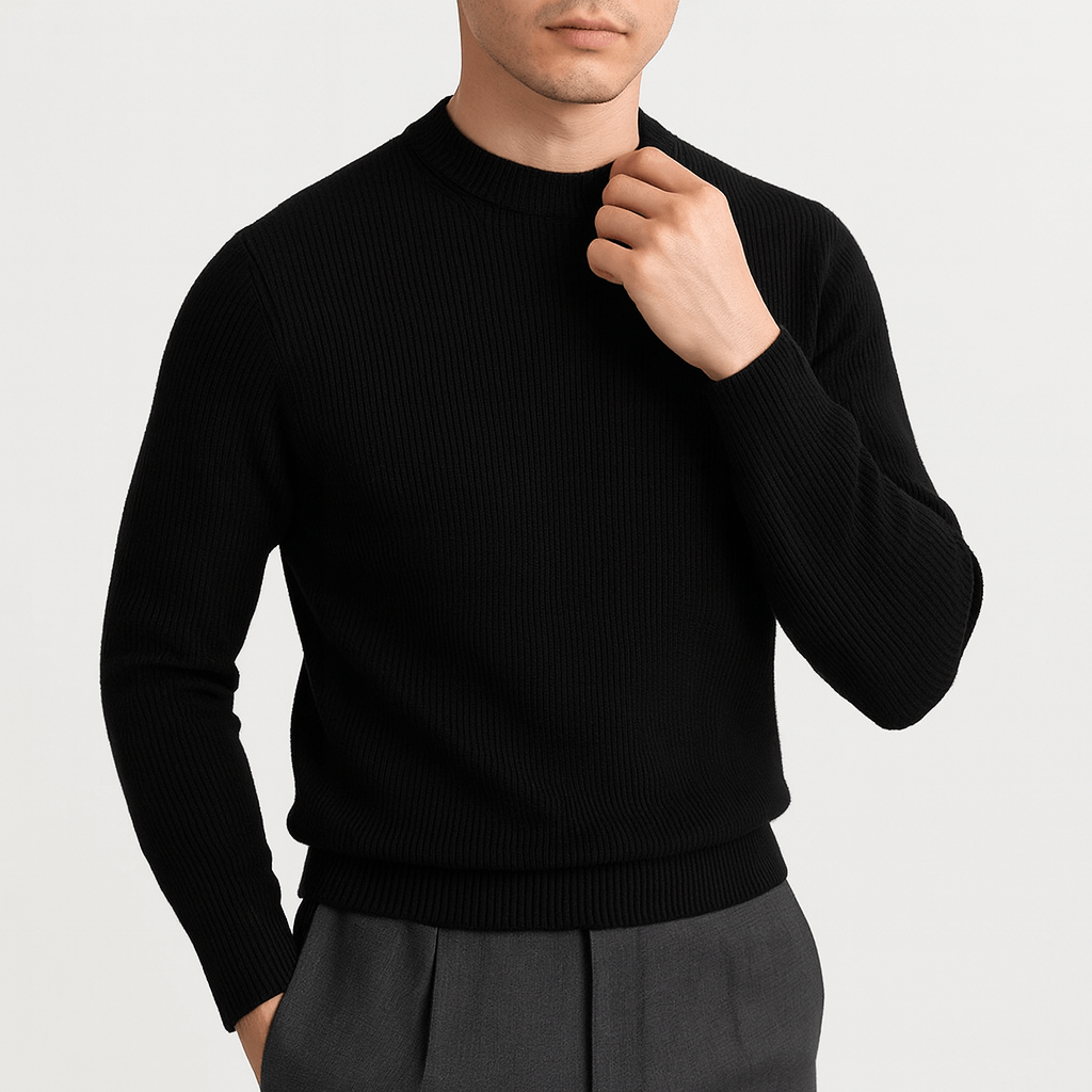 Unisex Wool Ribbed Knit Sweater