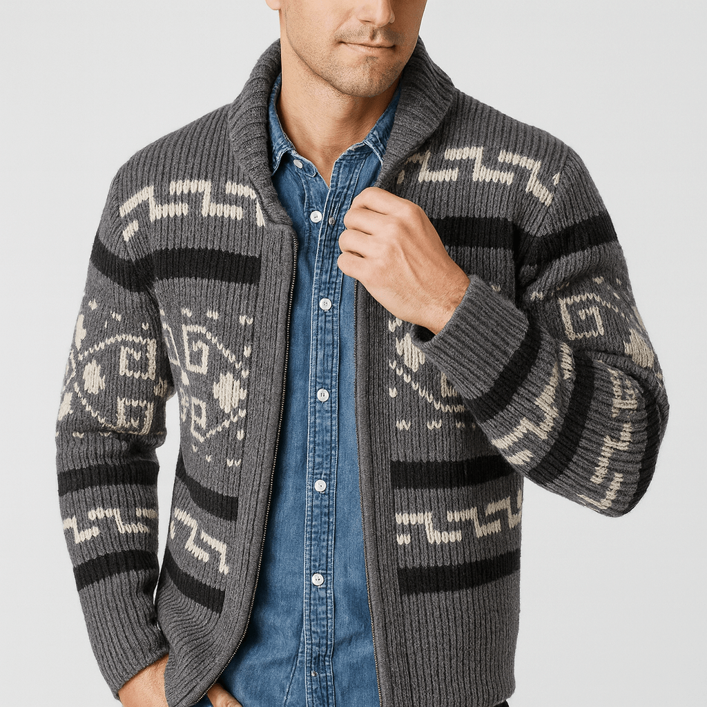 Mens Wool Zip Cardigan Regular Fit