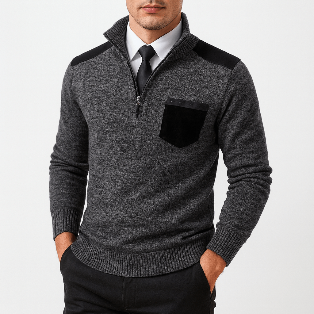 Unisex Wool Zip Sweater with Ribbed Fit