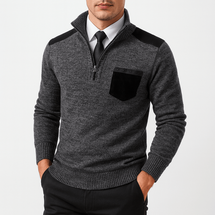 Unisex Wool Zip Sweater with Ribbed Fit