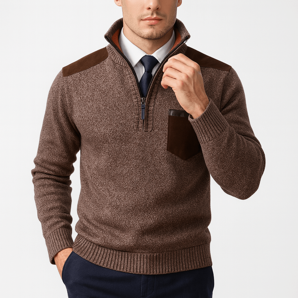 Unisex Wool Zip Sweater with Ribbed Fit