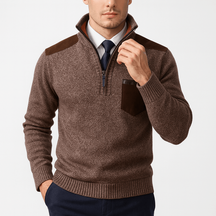 Unisex Wool Zip Sweater with Ribbed Fit
