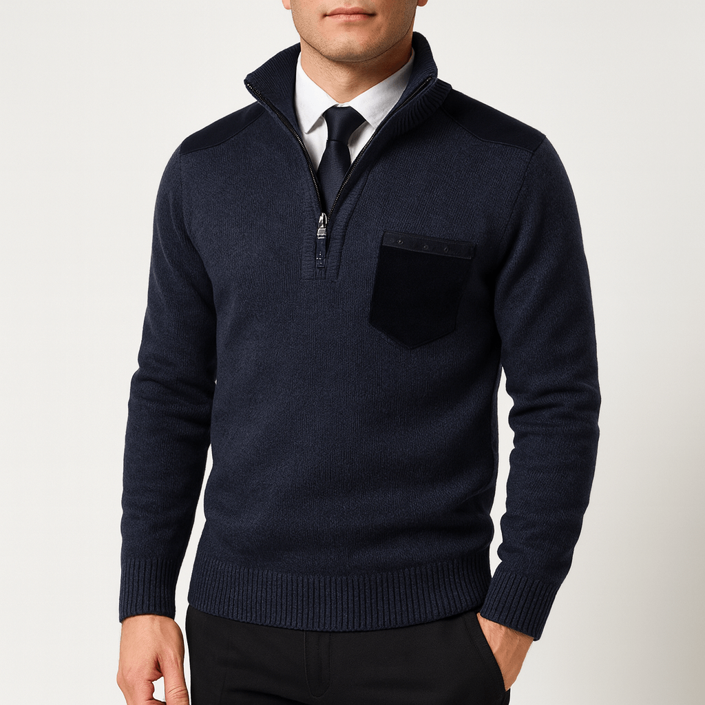 Unisex Wool Zip Sweater with Ribbed Fit