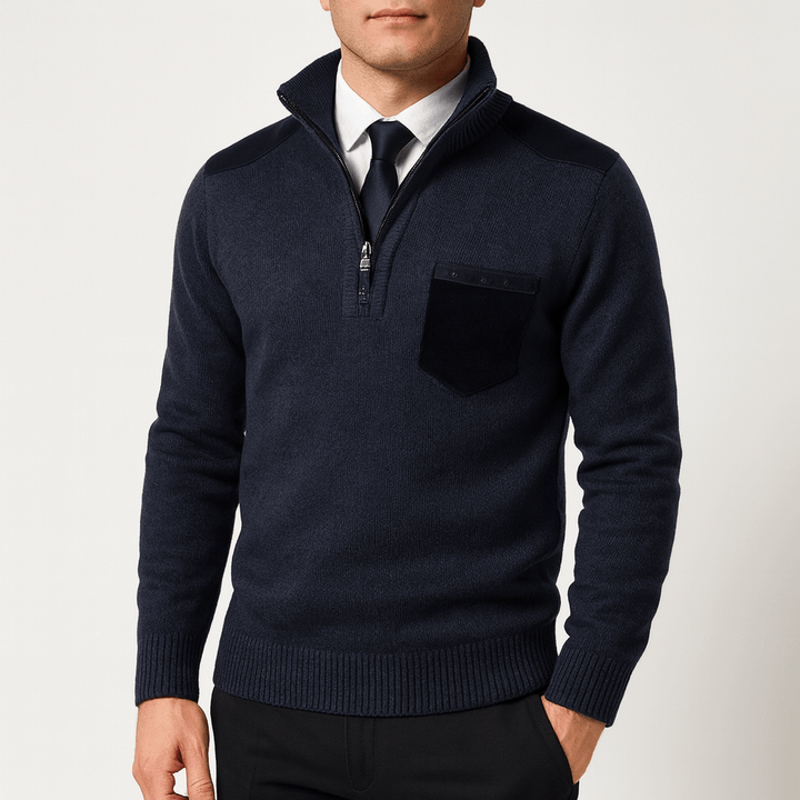 Unisex Wool Zip Sweater with Ribbed Fit