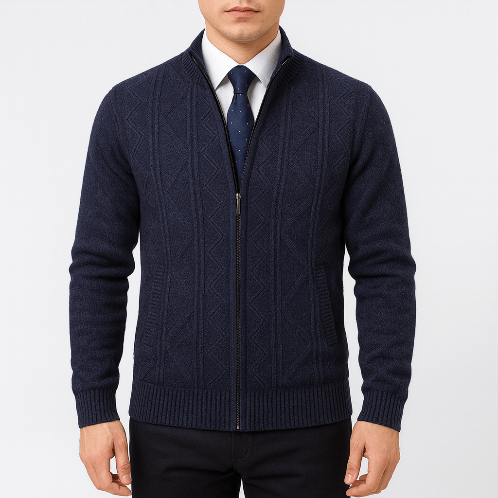 Unisex Zip-Up Cardigan Sweater Knit Relaxed Fit - BritishMode