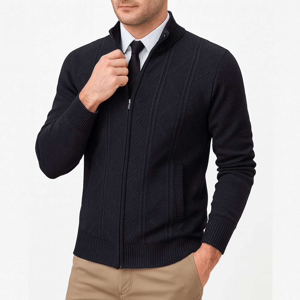 Unisex Zip-Up Cardigan Sweater Knit Relaxed Fit