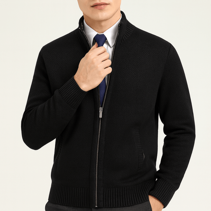 Unisex Zip-Up Cardigan with Stand Collar