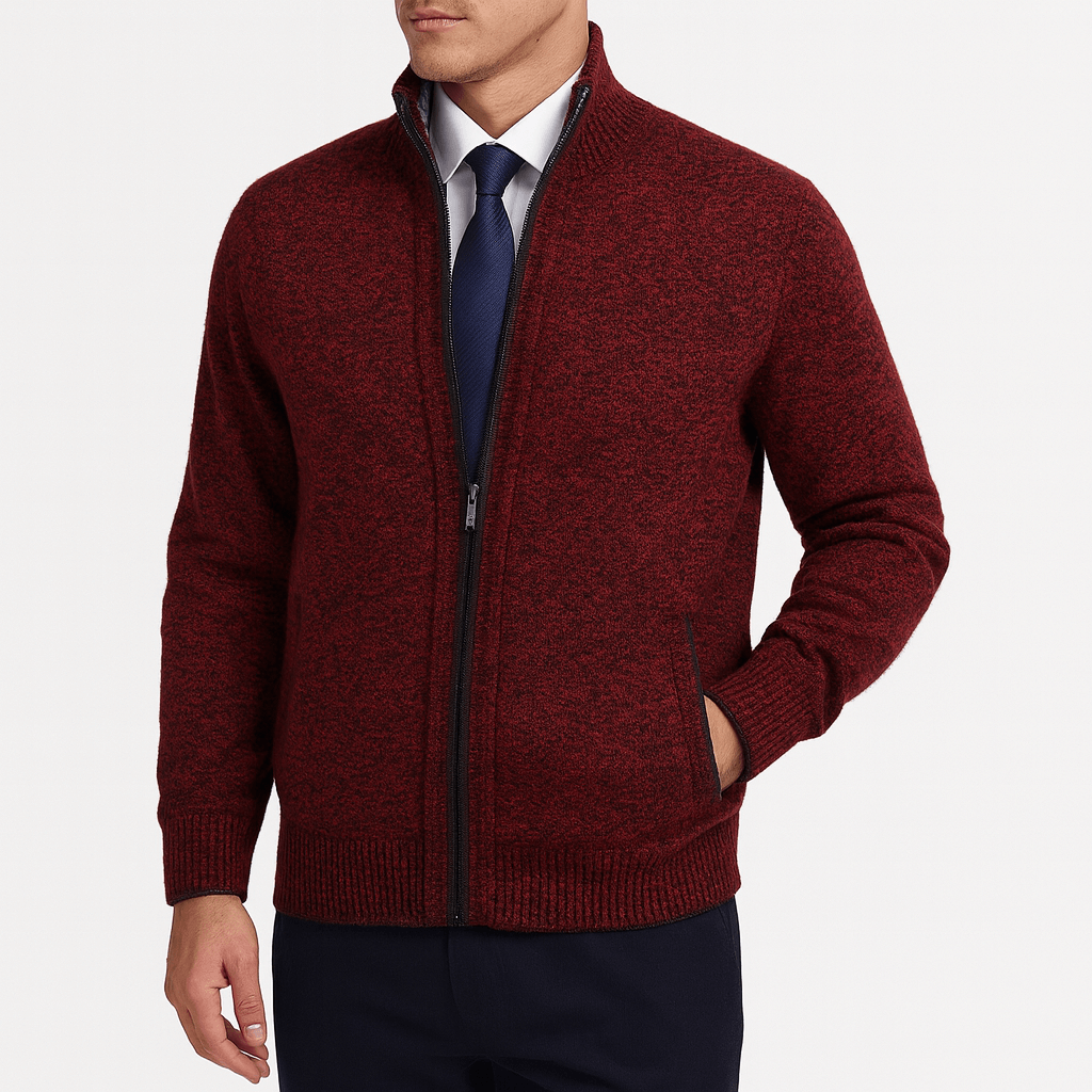 Unisex Zip-Up Cardigan with Stand Collar