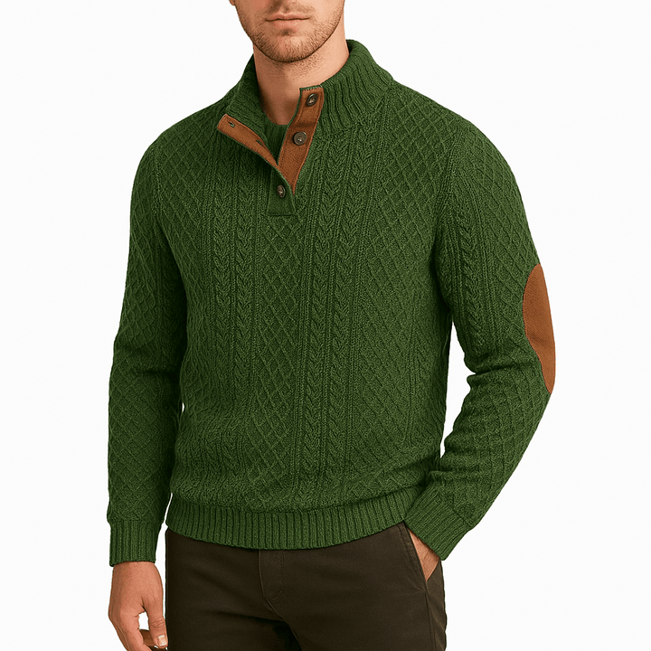 Unisex Zip-Up Sweater with Leather Patch Details