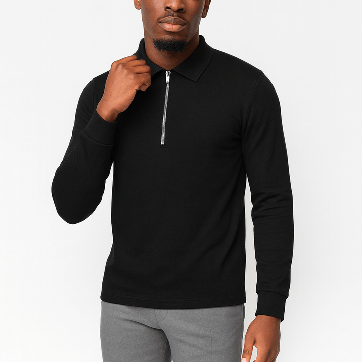 Mens Polo Sweater with Zipper Collar - BritishMode