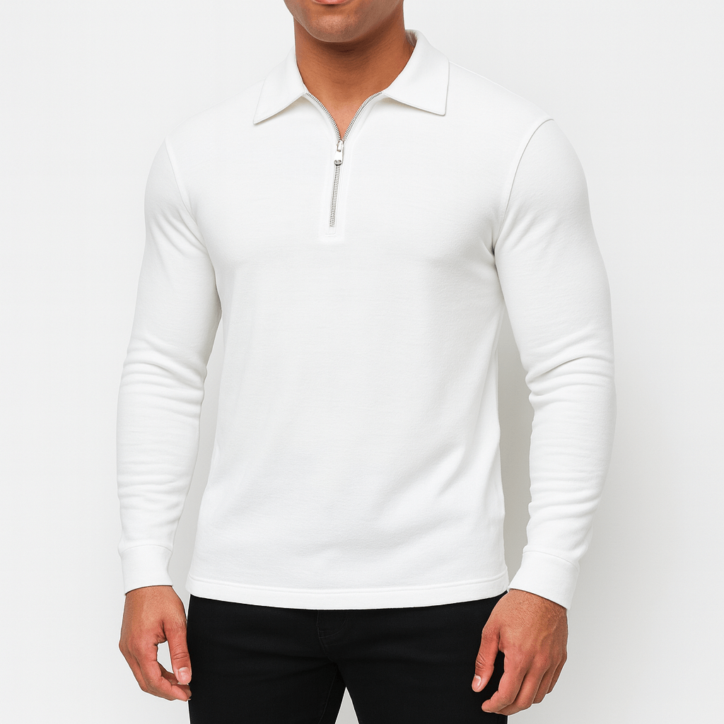 Mens Polo Sweater with Zipper Collar