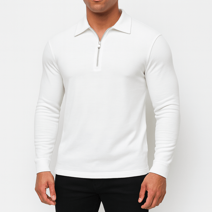 Mens Polo Sweater with Zipper Collar