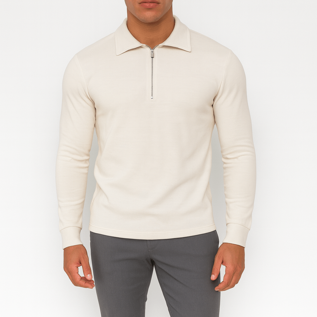 Mens Polo Sweater with Zipper Collar