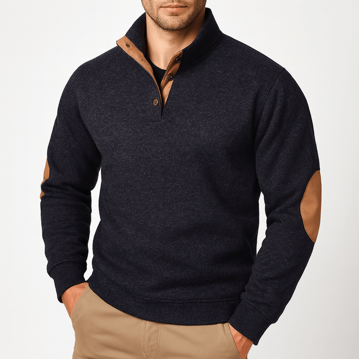 Mens Knit Sweatshirt with Stand Collar - BritishMode