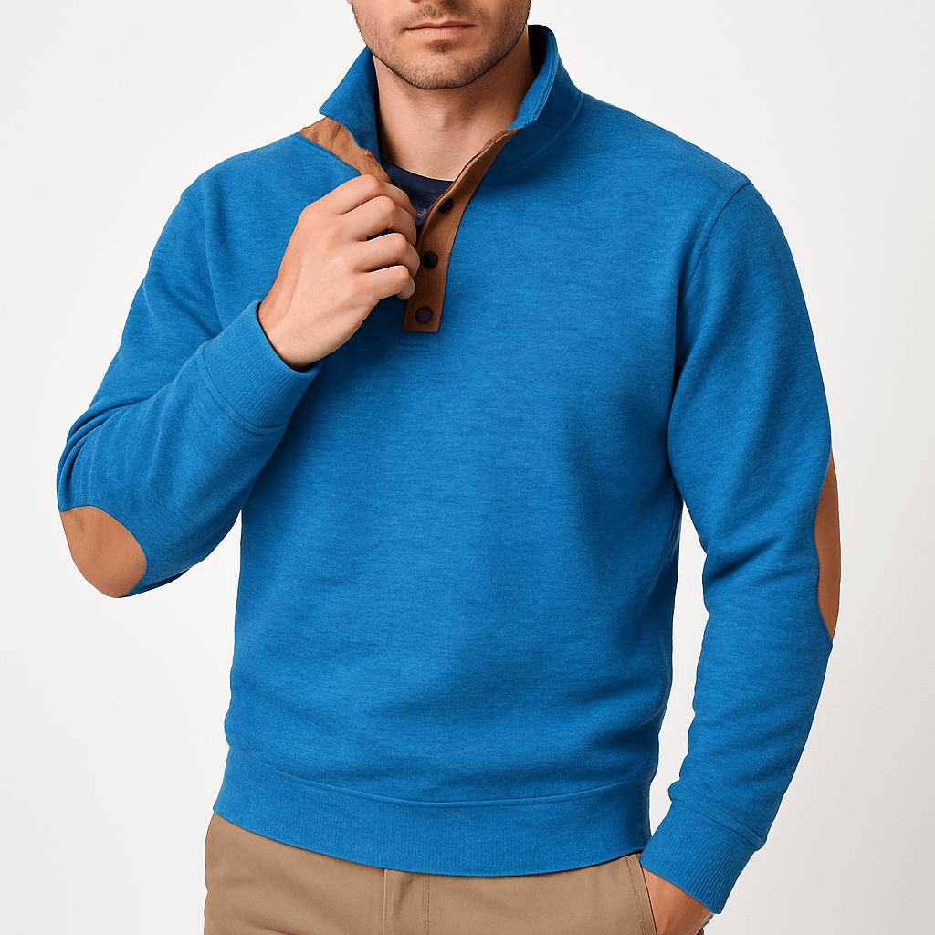 Mens Knit Sweatshirt with Stand Collar