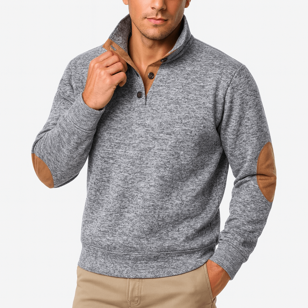 Mens Knit Sweatshirt with Stand Collar