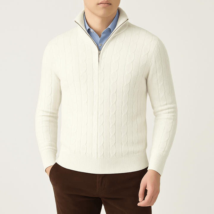 Mens Cable Knit Pullover Turtleneck Sweater - BritishMode