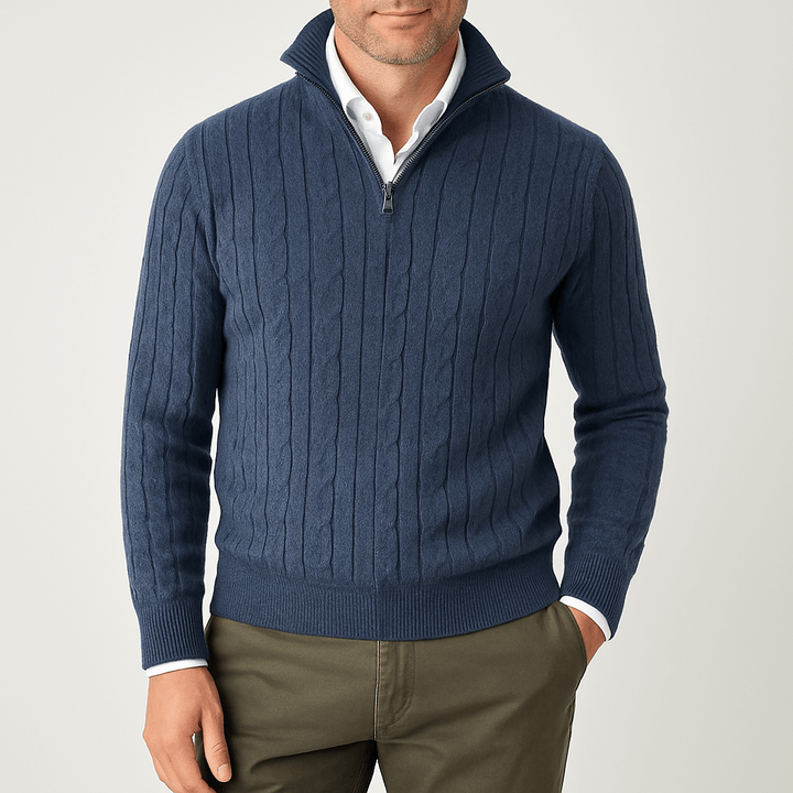 Mens Cable Knit Pullover Turtleneck Sweater