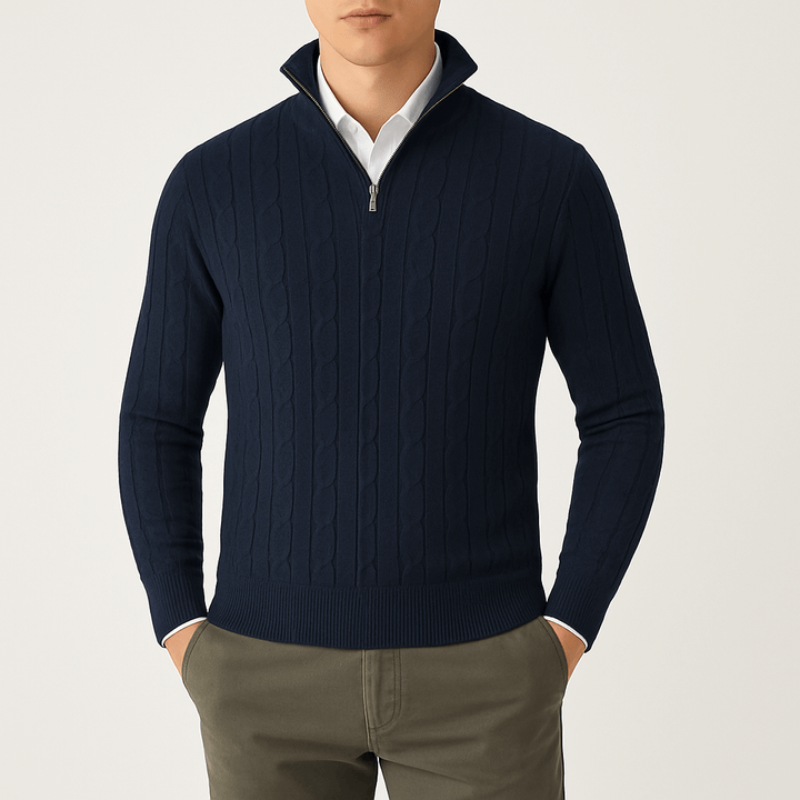 Mens Cable Knit Pullover Turtleneck Sweater