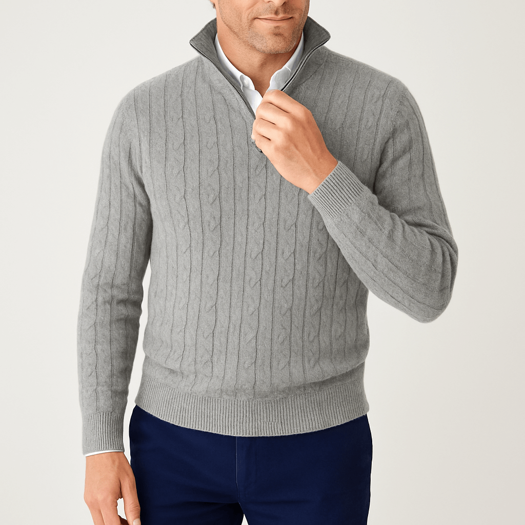 Mens Cable Knit Pullover Turtleneck Sweater