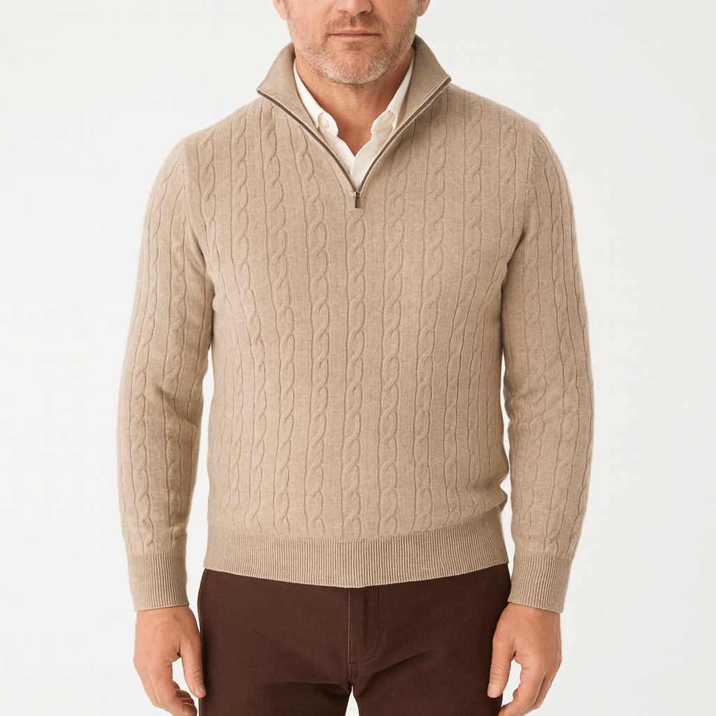 Mens Cable Knit Pullover Turtleneck Sweater