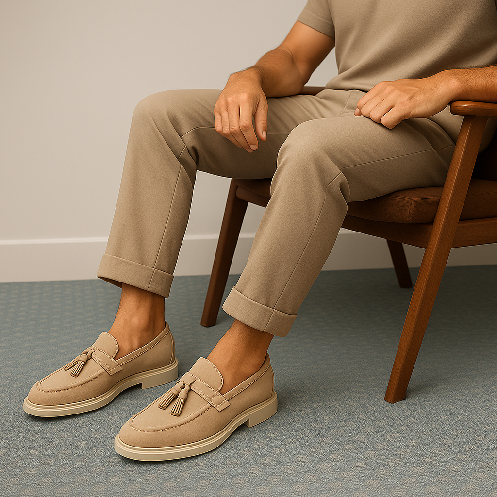 Mens Suede Loafers Tassel Slip-On Style