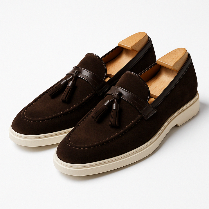 Mens Suede Loafers Tassel Slip-On Style
