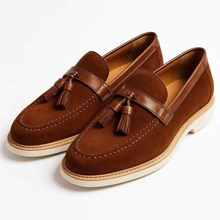 Mens Suede Loafers Tassel Slip-On Style