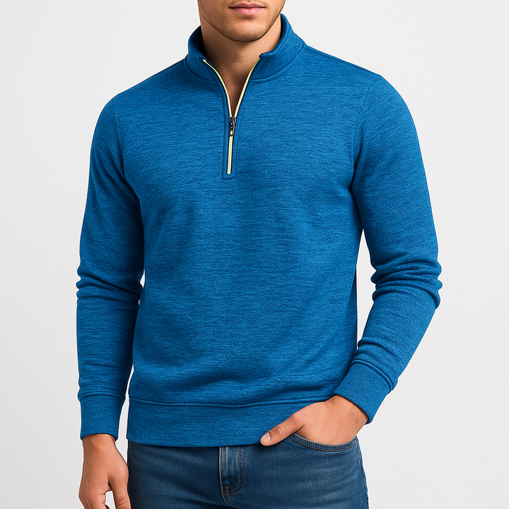 Mens Pullover Half-Zipper Turtleneck Knit