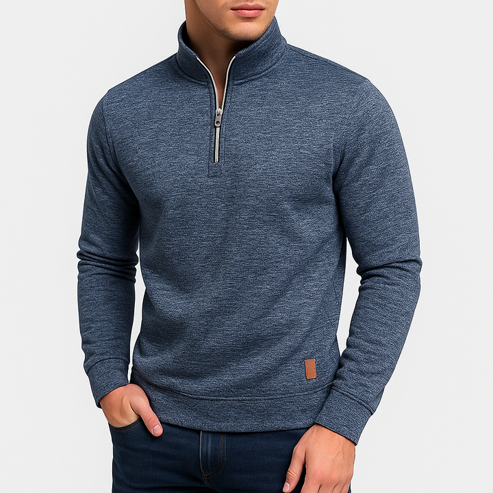 Mens Pullover Half-Zipper Turtleneck Knit