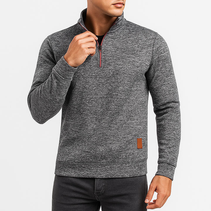 Mens Pullover Half-Zipper Turtleneck Knit