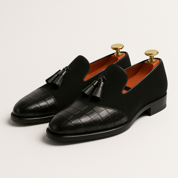 Mens Leather Tassel Loafers Polished Finish - BritishMode