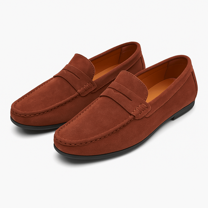 Mens Penny Loafers Suede Slip-On Shoes - BritishMode