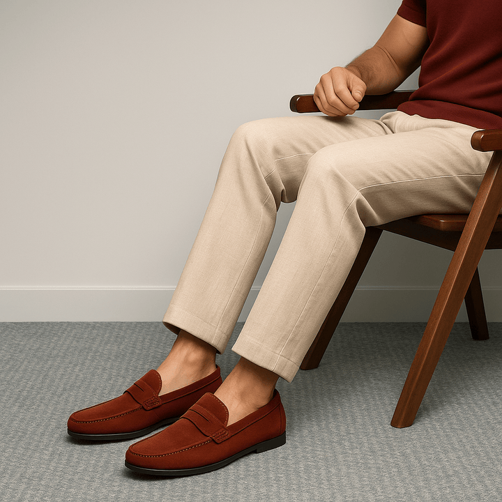 Mens Penny Loafers Suede Slip-On Shoes