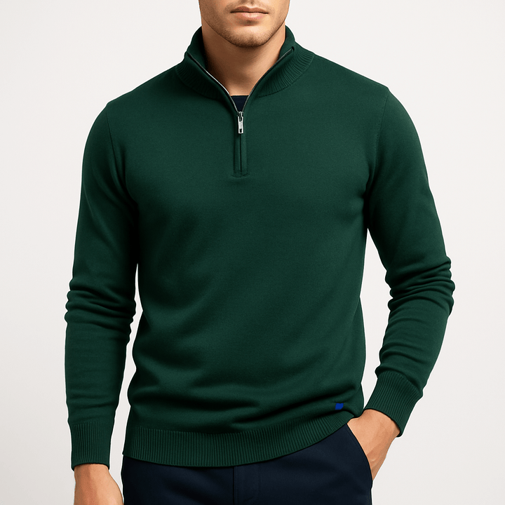 Mens Cotton Sweater Quarter Zip - BritishMode
