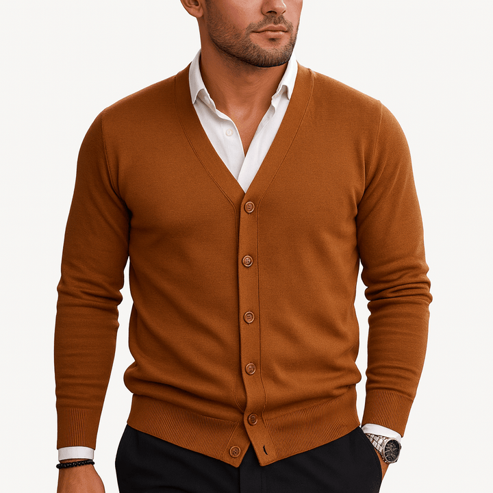 Mens Knit Cardigan Classic Fit V-Neck