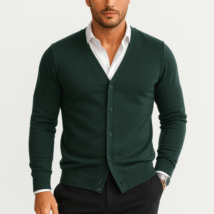 Mens Knit Cardigan Classic Fit V-Neck