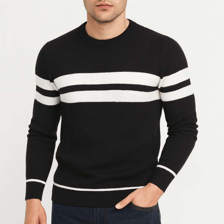 Mens Pullover Sweater Patchwork Pattern Regular Fit