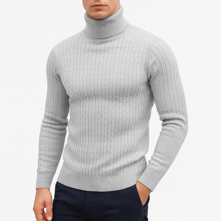 Mens Knitted Sweater Thick Turtleneck Fit