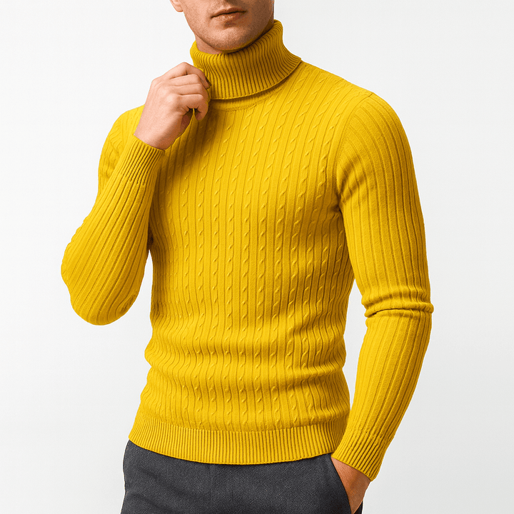 Mens Knitted Sweater Thick Turtleneck Fit
