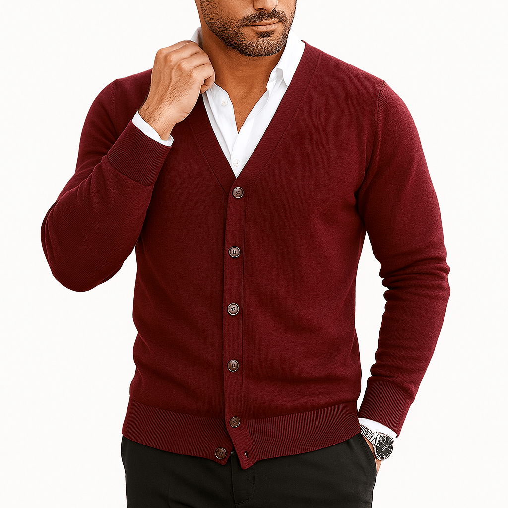 Mens Cardigan Slim Fit V-Neck Knit