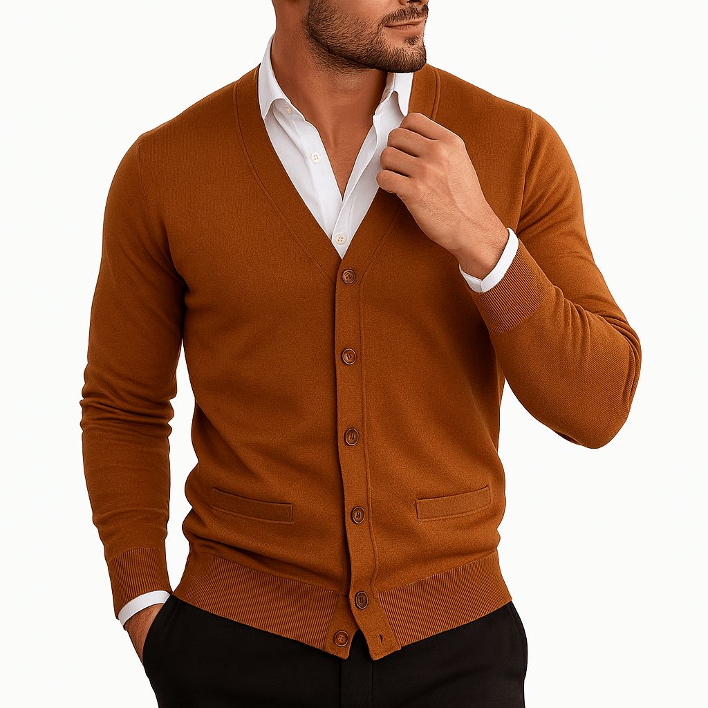 Mens Cardigan Slim Fit V-Neck Knit