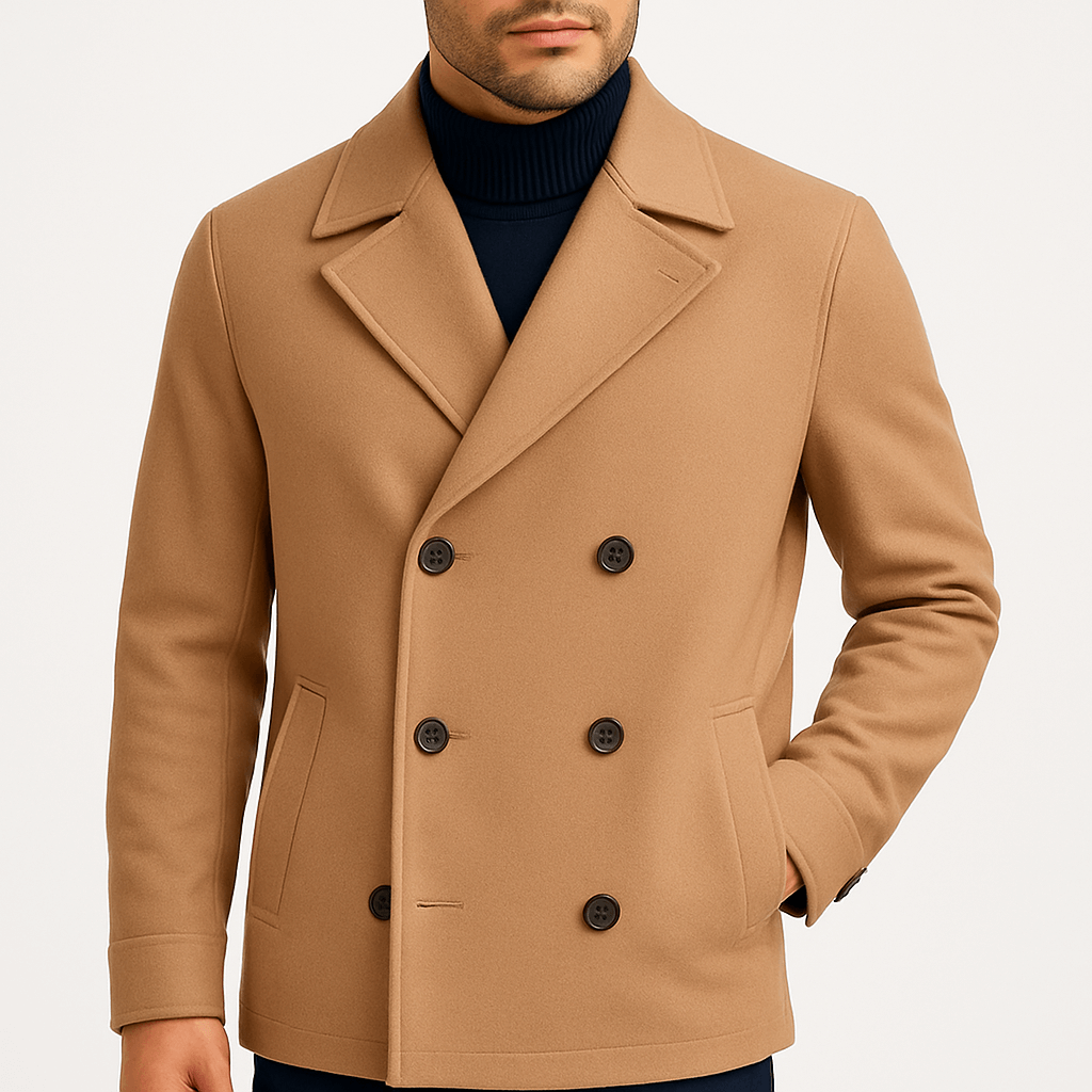 Mens Wool Peacoat Classic Fit - BritishMode