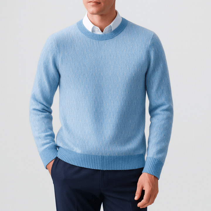 Mens Wool Jacquard Knit Sweater Regular Fit