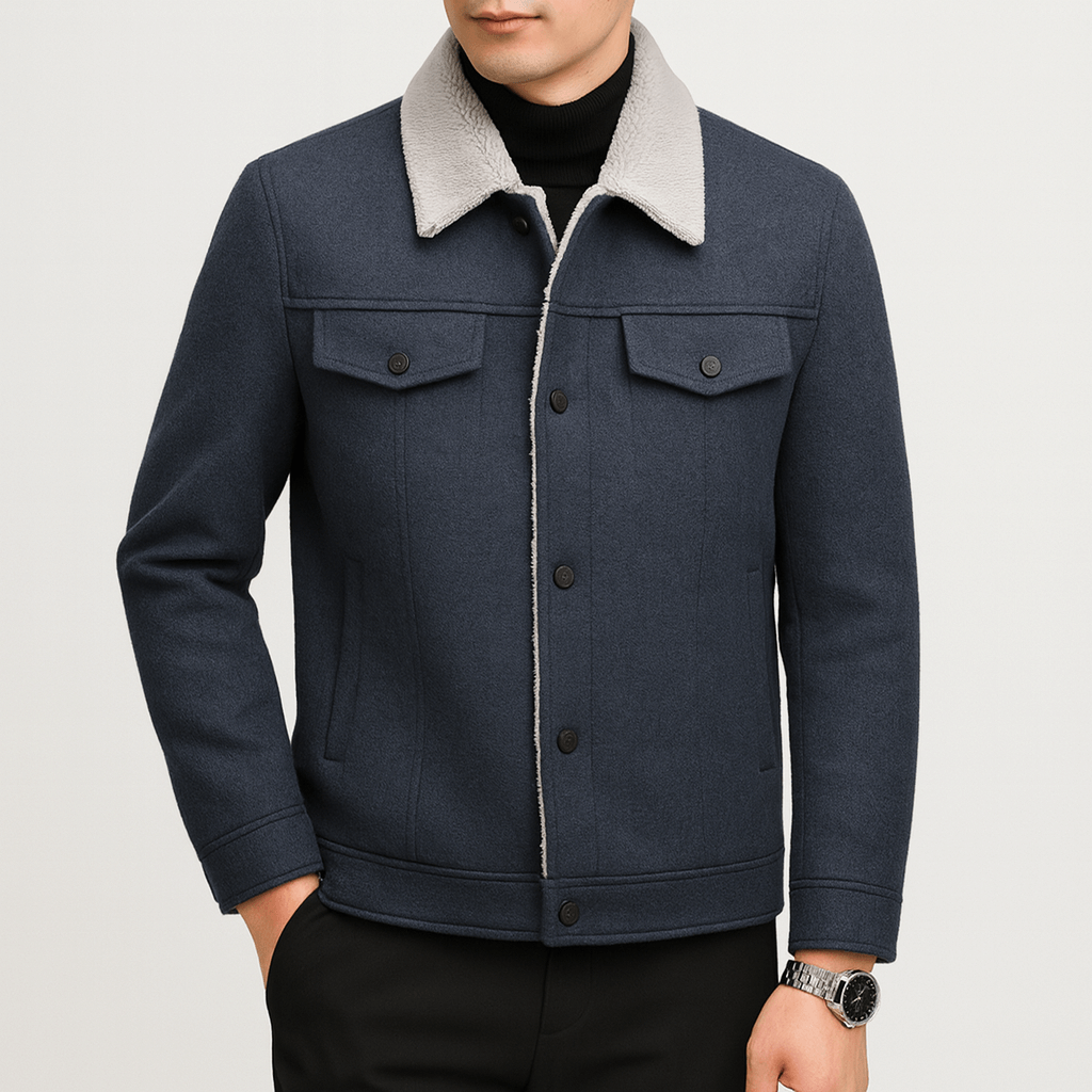 Mens Trucker Jacket Wool Blend Cropped Fit