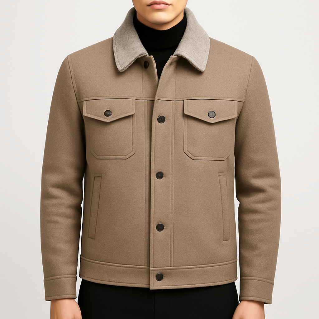 Mens Trucker Jacket Wool Blend Cropped Fit