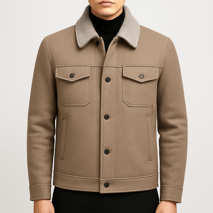 Mens Trucker Jacket Wool Blend Cropped Fit