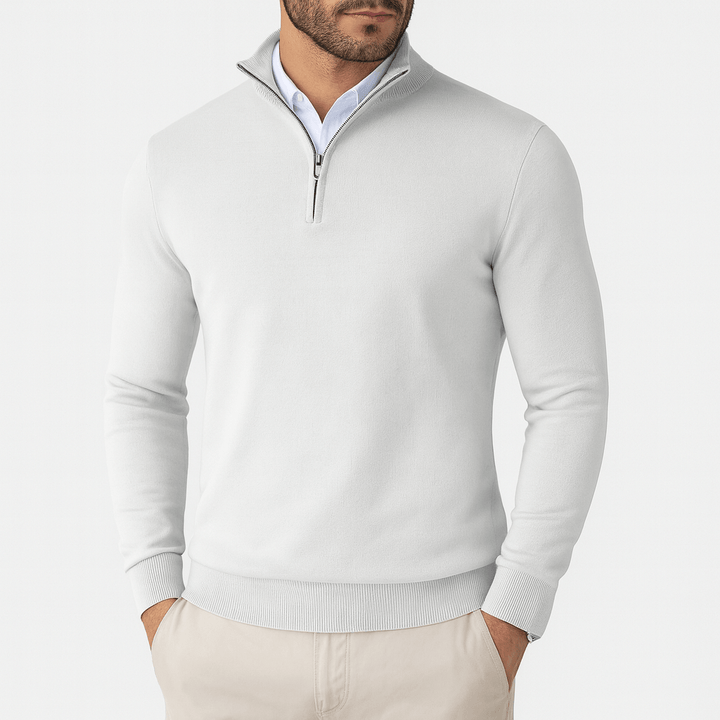 Mens Mock Neck Sweater Zip-Up Knit