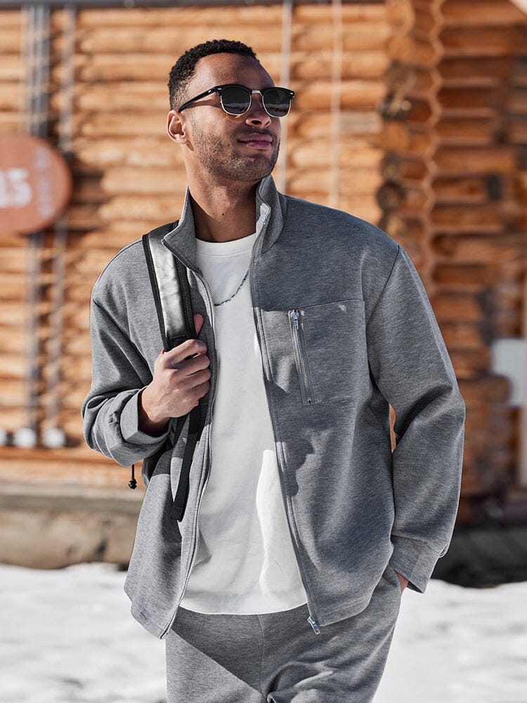 Mens Tracksuit Zip Jacket Set Athleisure Regular Fit